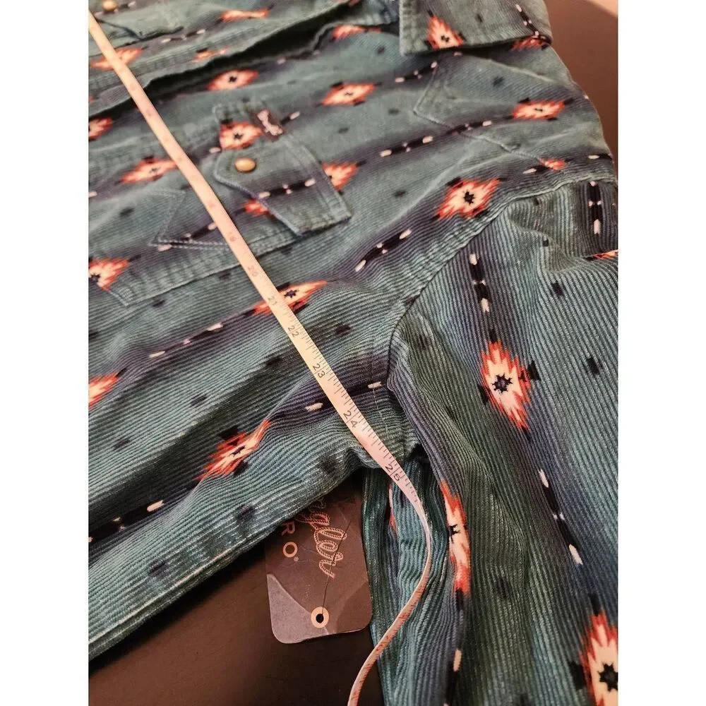 Wrangler NWT retro blue teal checotah corduroy dress size Large - Picture 7 of 9